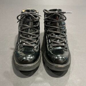 Blackstone Nero MW-76 Black Patent Leather Lace-Up Boots EU 38 US 7-7.5
